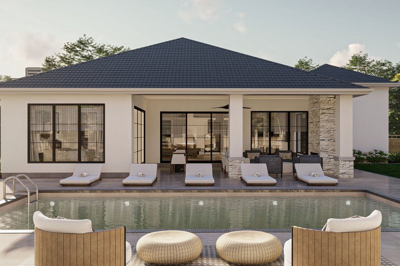 House Blueprint - Exterior - Rear Elevation for Mediterranean House Plan #455-620 - 2 bed, 2 bath