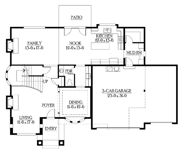 Home Plan - Country Floor Plan - Main Floor Plan #132-307