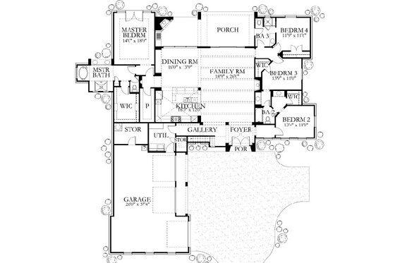 Floor Plan - Main Floor for Mediterranean House Plan #80-197 - 5 bed, 4 bath