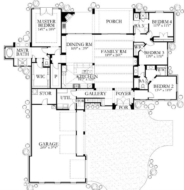 Home Plan - Mediterranean Floor Plan - Main Floor Plan #80-197
