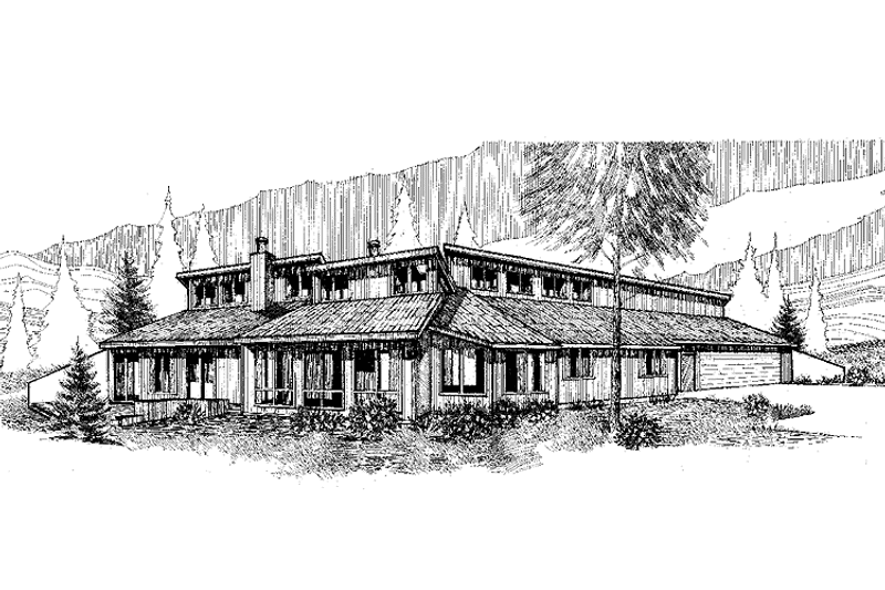 Home Plan - Exterior - Front Elevation 3 for Contemporary House Plan #60-892 - 2 bed, 3 bath