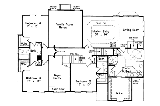 Floor Plan - Upper Floor for Classical House Plan #927-60 - 5 bed, 4 bath