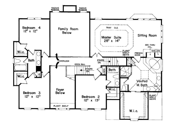 Dream House Plan - Classical Floor Plan - Upper Floor Plan #927-60