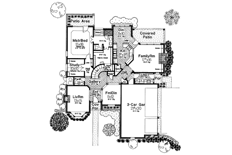 Dream House Plan - Floor Plan - Main Floor for Country House Plan #310-1161 - 4 bed, 3.5 bath