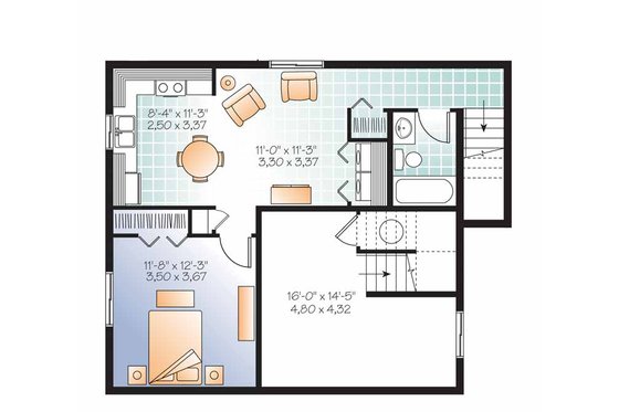 Floor Plan - Lower Floor for Traditional House Plan #23-2507 - 4 bed, 2.5 bath