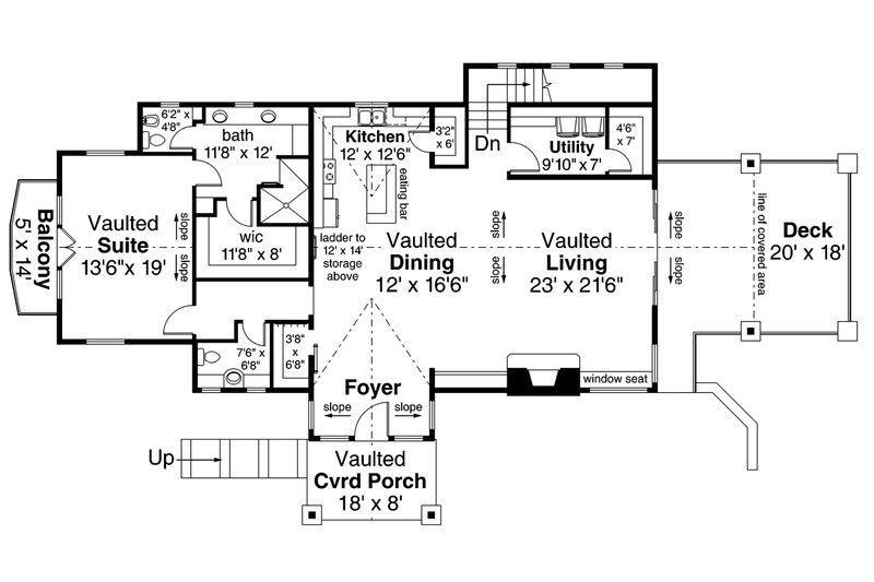 House Plan Design - Floor Plan - Main Floor for Cottage House Plan #124-1110 - 1 bed, 2 bath