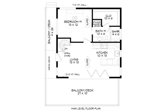 Floor Plan - Main Floor for Contemporary House Plan #932-881 - 1 bed, 2 bath