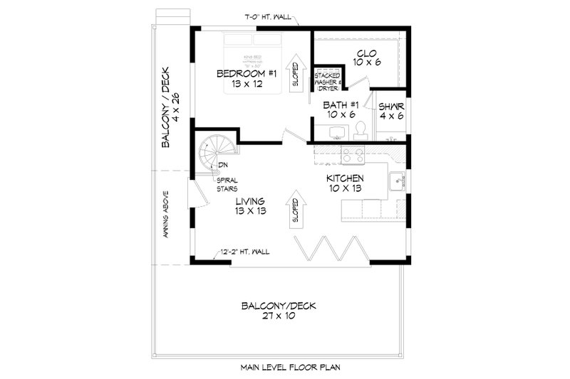 Dream House Plan - Floor Plan - Main Floor for Contemporary House Plan #932-881 - 1 bed, 2 bath