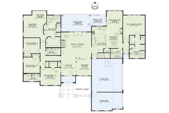 Floor Plan - Main Floor for European House Plan #17-207 - 5 bed, 4 bath