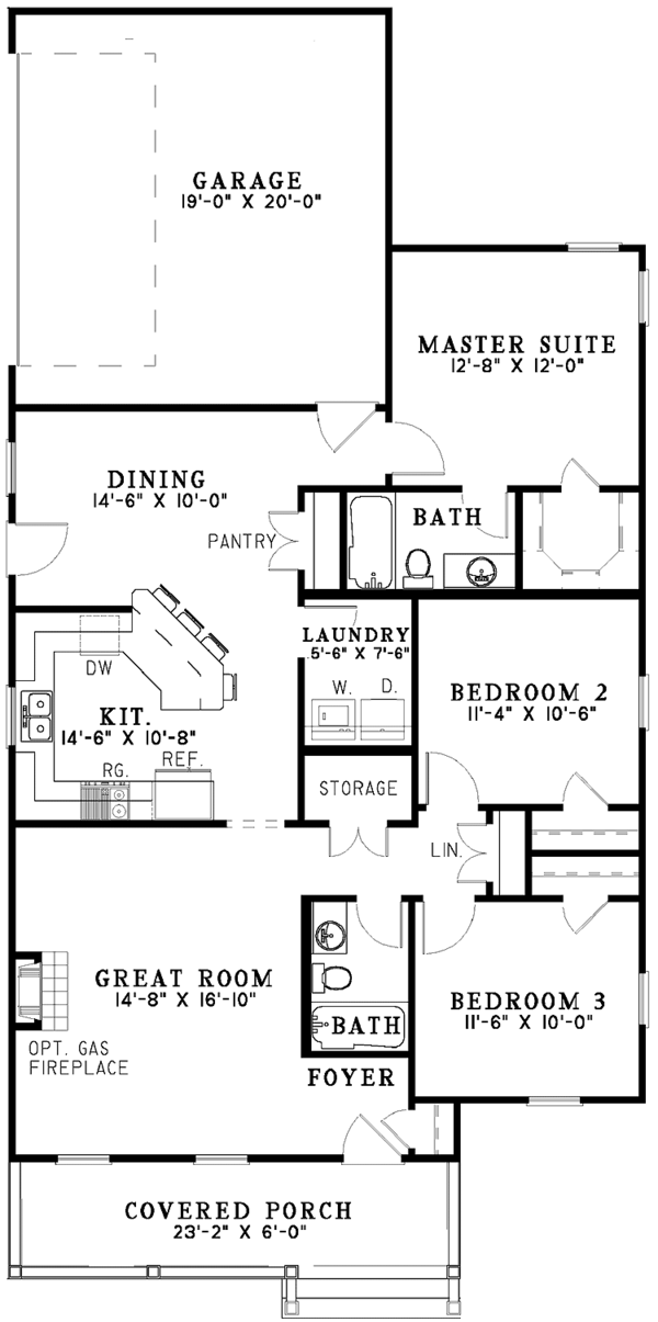 Architectural House Design - Craftsman Floor Plan - Main Floor Plan #17-3189
