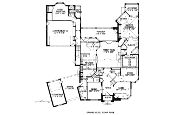 Floor Plan - Main Floor for European House Plan #141-252 - 5 bed, 5.5 bath