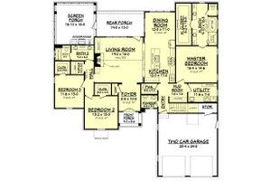 Floor Plan - Main Floor for Farmhouse House Plan #1067-1 - 3 bed, 2.5 bath