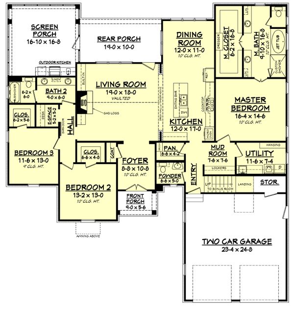 Dream House Plan - Farmhouse Floor Plan - Main Floor Plan #1067-1