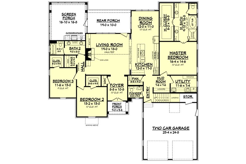 Dream House Plan - Floor Plan - Main Floor for Farmhouse House Plan #1067-1 - 3 bed, 2.5 bath