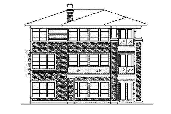 Exterior - Rear Elevation for Prairie House Plan #132-518 - 5 bed, 4.5 bath