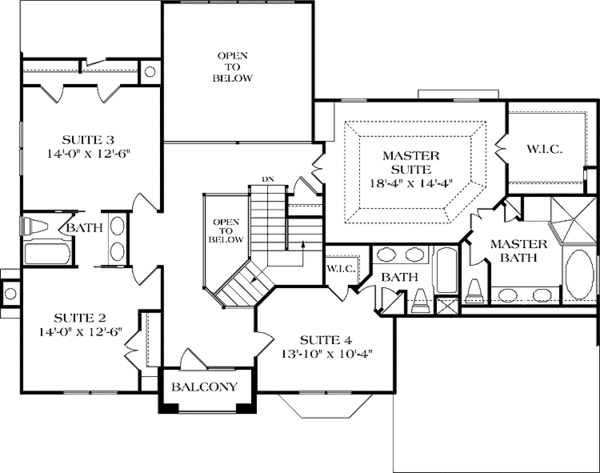 House Blueprint - Traditional Floor Plan - Upper Floor Plan #453-123