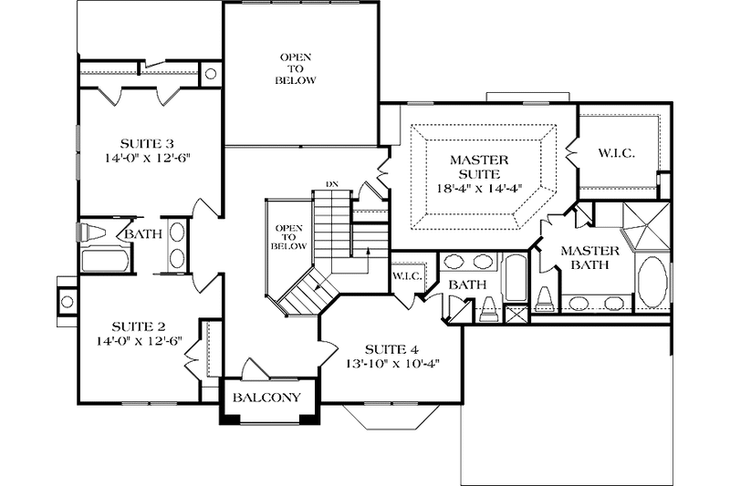 Architectural House Design - Floor Plan - Upper Floor for Traditional House Plan #453-123 - 5 bed, 3.5 bath