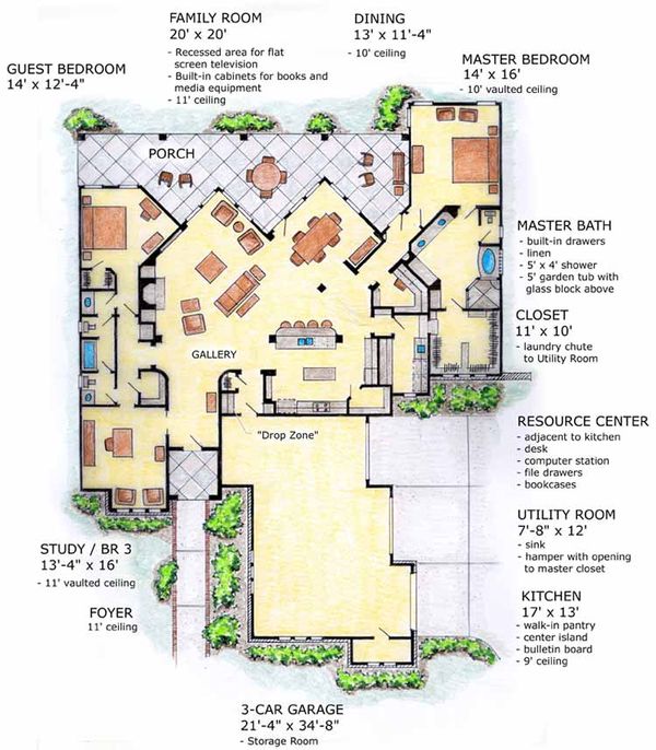 House Plan Design - Mediterranean Floor Plan - Main Floor Plan #410-3567