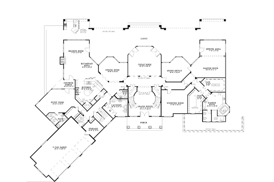 Floor Plan - Main Floor for Mediterranean House Plan #17-3282 - 4 bed, 4 bath