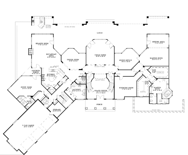 Dream House Plan - Mediterranean Floor Plan - Main Floor Plan #17-3282