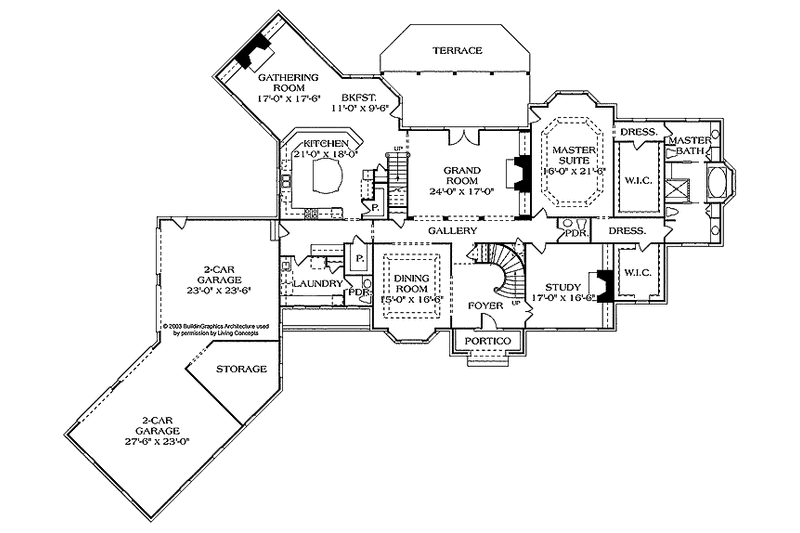 Dream House Plan - Floor Plan - Main Floor for European House Plan #453-471 - 5 bed, 5 bath