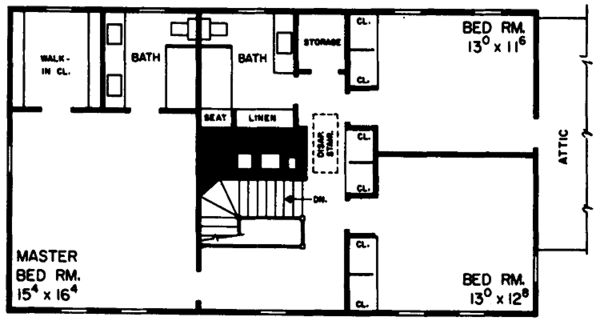 Dream House Plan - Colonial Floor Plan - Upper Floor Plan #72-580