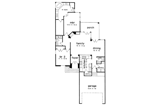 Floor Plan - Main Floor for Mediterranean House Plan #301-158 - 2 bed, 2.5 bath