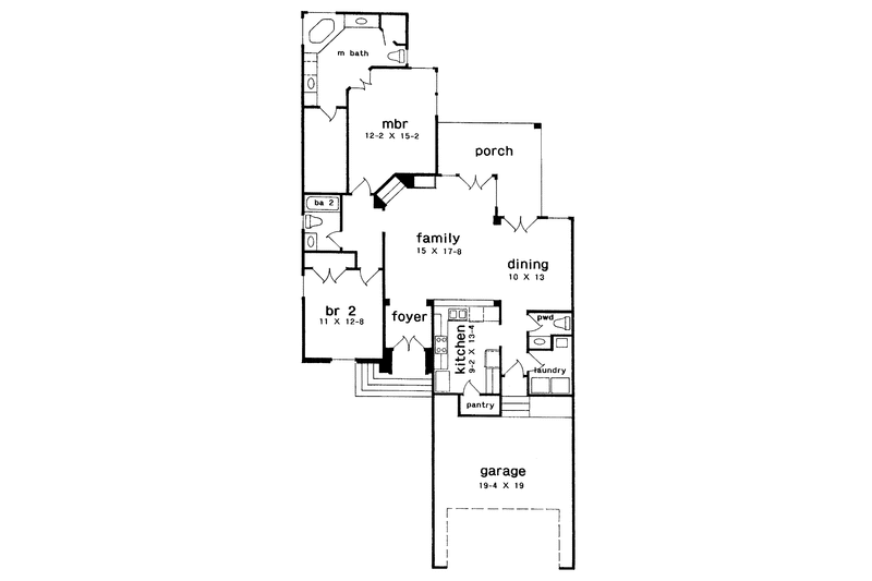 House Plan Design - Floor Plan - Main Floor for Mediterranean House Plan #301-158 - 2 bed, 2.5 bath