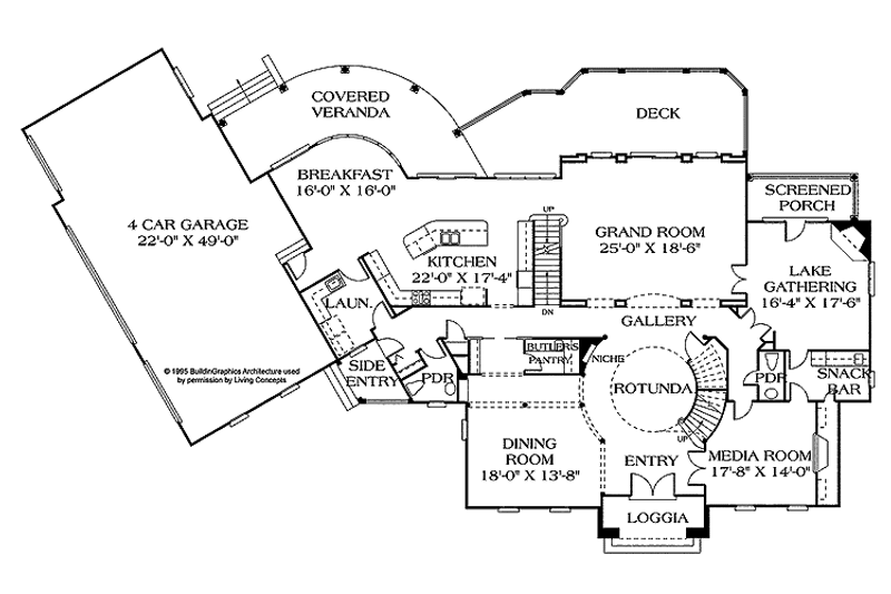 Architectural House Design - Floor Plan - Main Floor for Classical House Plan #453-199 - 4 bed, 4 bath
