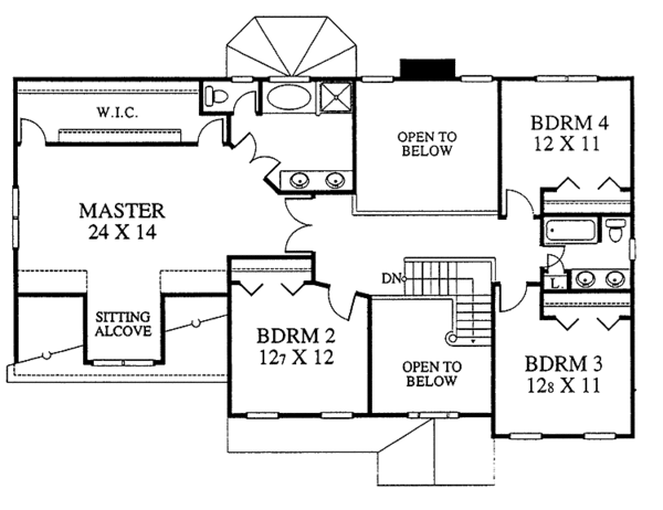 Architectural House Design - Colonial Floor Plan - Upper Floor Plan #1053-10