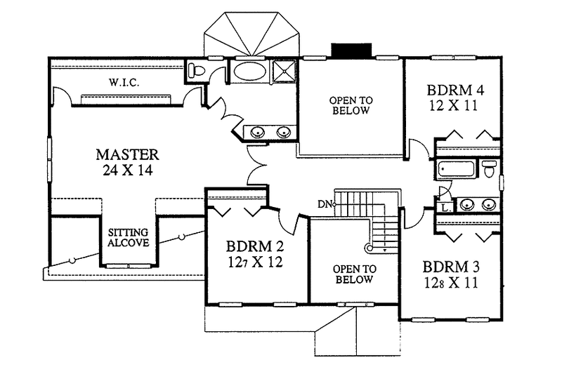 Dream House Plan - Floor Plan - Upper Floor for Colonial House Plan #1053-10 - 4 bed, 2.5 bath