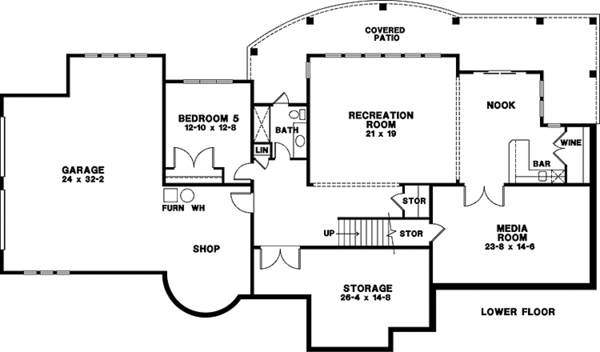 House Design - Traditional Floor Plan - Lower Floor Plan #966-78