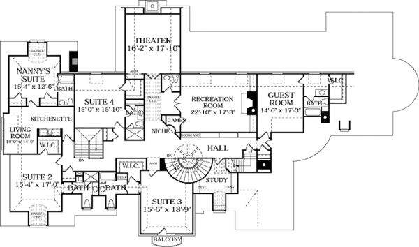 Architectural House Design - European Floor Plan - Upper Floor Plan #453-378