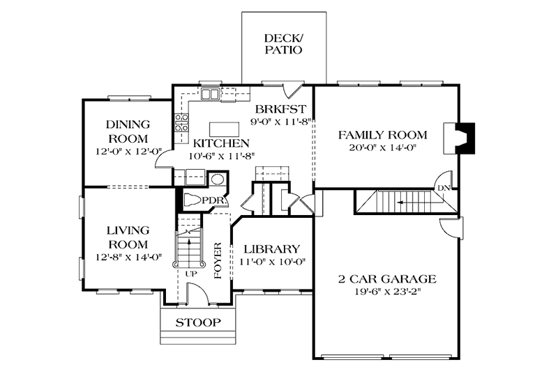 Dream House Plan - Floor Plan - Main Floor for Colonial House Plan #453-483 - 4 bed, 2.5 bath