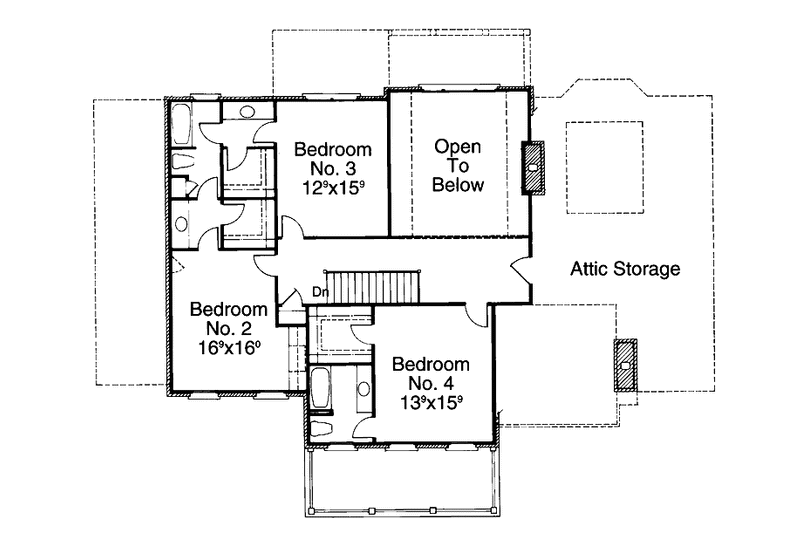 Home Plan - Floor Plan - Upper Floor for Classical House Plan #429-189 - 4 bed, 3.5 bath