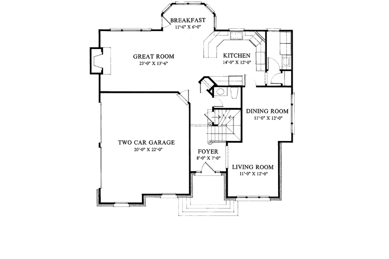House Blueprint - Floor Plan - Main Floor for Colonial House Plan #429-109 - 4 bed, 3.5 bath
