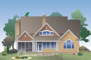 Exterior - Rear Elevation for Traditional House Plan #929-1014 - 4 bed, 4 bath