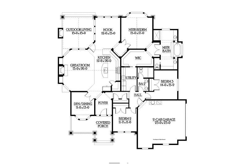 Home Plan - Floor Plan - Main Floor for Traditional House Plan #132-543 - 3 bed, 2 bath