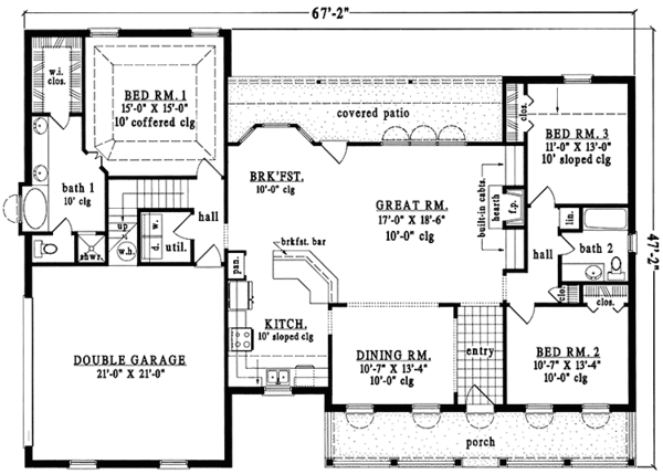 Home Plan - Country Floor Plan - Main Floor Plan #42-689
