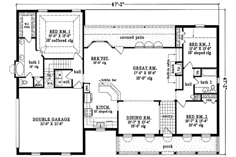 Home Plan - Floor Plan - Main Floor for Country House Plan #42-689 - 3 bed, 2 bath