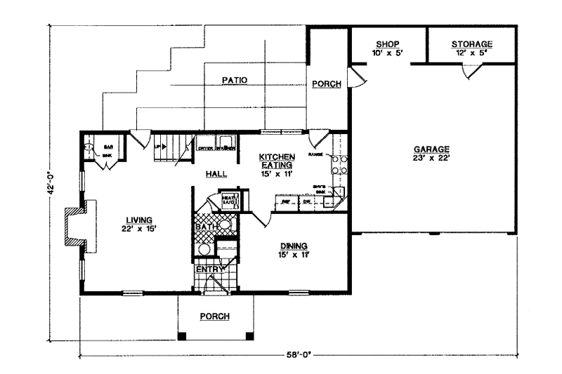 House Plan Design - Floor Plan - Main Floor for Classical House Plan #45-511 - 3 bed, 2.5 bath