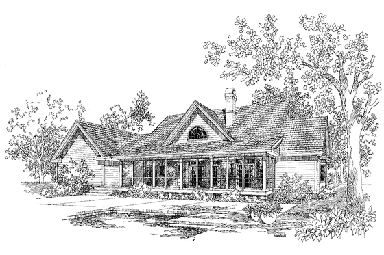Exterior - Rear Elevation for Country House Plan #929-203 - 4 bed, 2.5 bath