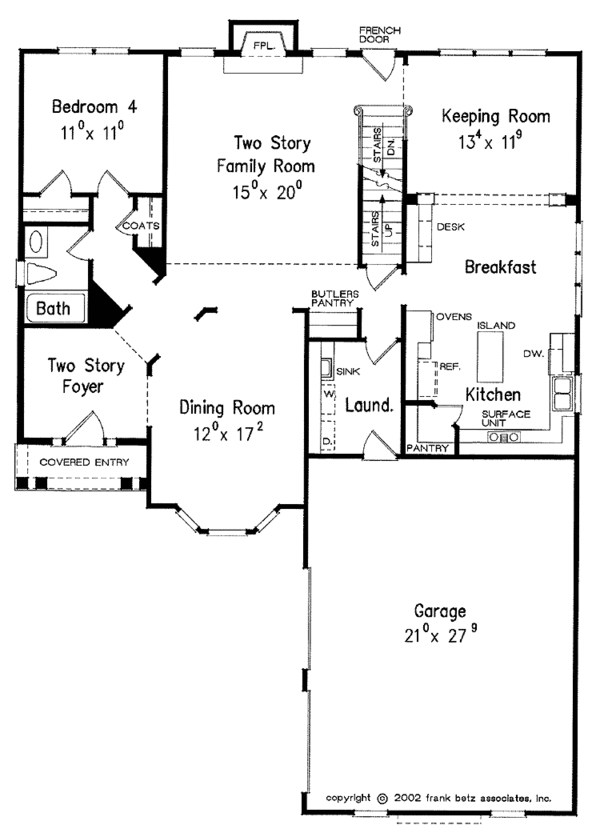 Architectural House Design - Colonial Floor Plan - Main Floor Plan #927-895
