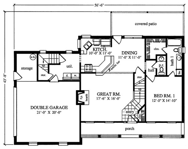 House Blueprint - Country Floor Plan - Main Floor Plan #42-710