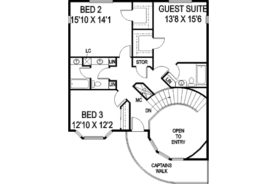 Floor Plan - Upper Floor for Country House Plan #60-727 - 5 bed, 4.5 bath