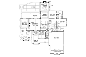 Floor Plan - Main Floor for Ranch House Plan #929-1005 - 4 bed, 3 bath