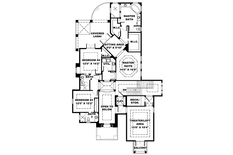 Home Plan - Floor Plan - Upper Floor for Mediterranean House Plan #1017-132 - 3 bed, 4.5 bath