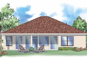 Exterior - Rear Elevation for Mediterranean House Plan #930-389 - 3 bed, 2 bath