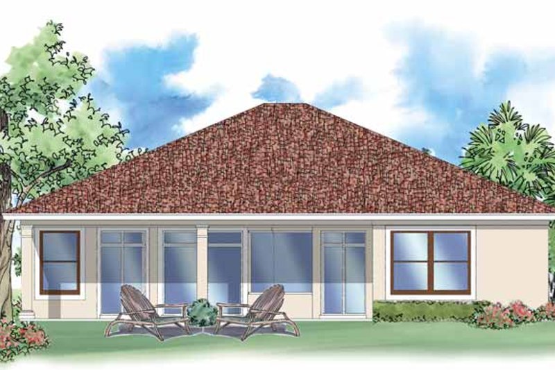 House Design - Exterior - Rear Elevation for Mediterranean House Plan #930-389 - 3 bed, 2 bath