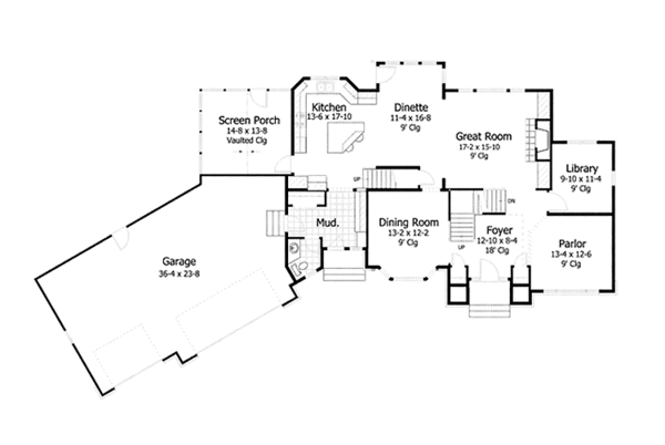 Dream House Plan - Traditional Floor Plan - Main Floor Plan #51-1110